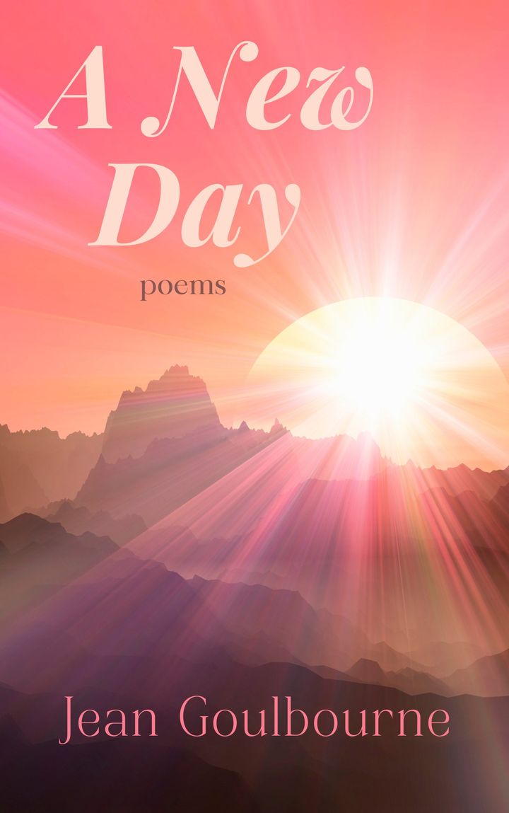 the cover of A New Day by Jean Goulbourne, featuring a sunrise over the mountains